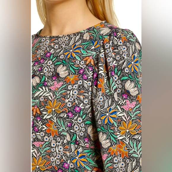 ASOS I TopShop Whimsical Floral Maxi Dress Long Puff Sleeves w Wrist Ties - Picture 8 of 11